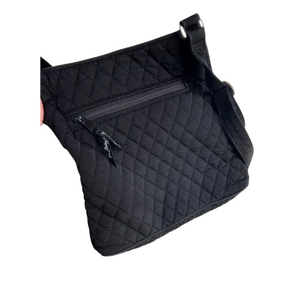 Vera Bradley Hipster Crossbody Classic Black Microfiber Quilted Bag 14529 - Picture 3 of 14